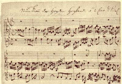 photo manuscrit ancien, partition de Bach